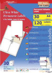 Decadry Retail Pack Labels 30 Sheets 4 per Sheet
