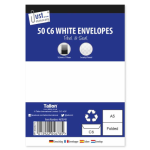 Tallon Envelopes White C6 Size Pack of 50 Envelopes. (CDU 12 Packs)
