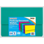 Tiger Document Wallets A4+ 250gsm Assorted Colours (Pkt 5)