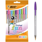 BIC Cristal Ball Pen Assorted Fun Colours 6+2 Free. (Outer 12)