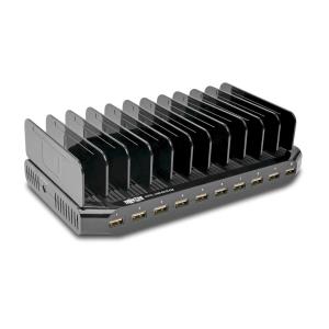 TRIPP LITE 10-Port USB Charging Station with Adjustable Storage, 12V 8A (96W) USB Charger Output, Schuko Power Cord