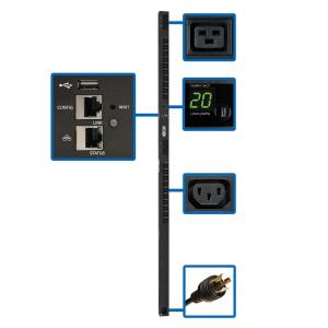 TRIPP LITE Single-Phase Switched PDU 3.2-3.8kW with LX Platform Interface, 200-240V Outlets (20 C13 & 4 C19), C20/L6-20P, 0U, TAA