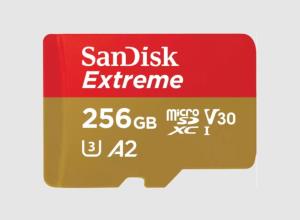 Extreme Micro SDXC 256GB+SD Adapater 190MB/s 130MB/s A2 C10 V30 UHS-I U3