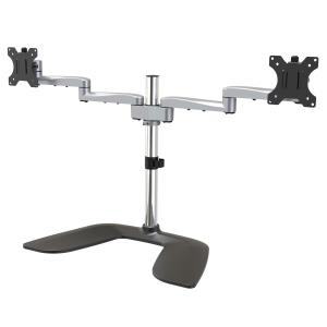 Dual Monitor Stand - Articulating Arms - Height Adjustable - For Vesa Mount Monitors Up To 32in - Steel/aluminum