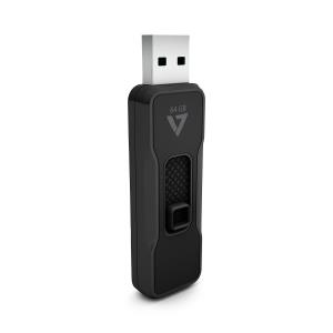 64GB USB Stick - USB 2.0 - Black With Retractable Connector