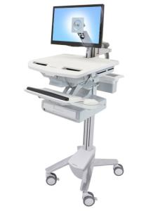 Styleview Cart With LCD Arm Non-powered 1 Drawer (white Grey And Polished Aluminum)