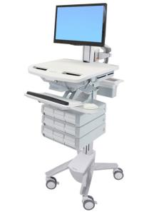 Styleview Cart With LCD Pivot Non-powered 9 Drawers (white Grey And Polished Aluminum)