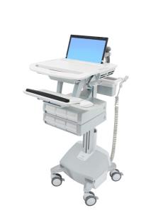Styleview Laptop Cart LiFe Powered 6 Drawers (white Grey And Polished Aluminum) UK