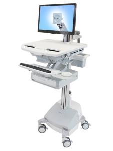 Styleview Cart With LCD Arm SLA Powered 1 Drawer (white Grey And Polished Aluminum) UK