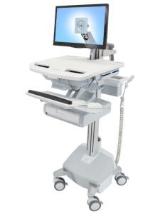 Styleview Cart With LCD Arm LiFe Powered 1 Drawer (white Grey And Polished Aluminum) UK