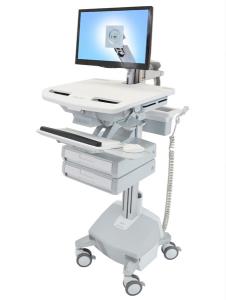 Styleview Cart With LCD Arm LiFe Powered 2 Drawers (white Grey And Polished Aluminum) UK