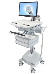 Styleview Cart With LCD Arm LiFe Powered 4 Drawers (white Grey And Polished Aluminum) UK
