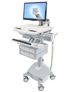Styleview Cart With LCD Arm LiFe Powered 6 Drawers (white Grey And Polished Aluminum) UK
