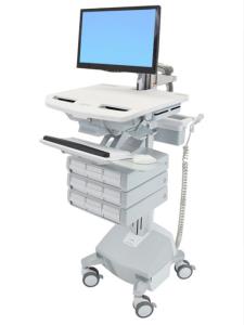 Styleview Cart With LCD Arm LiFe Powered 9 Drawers (white Grey And Polished Aluminum) UK