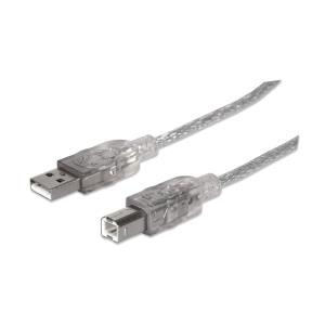 USB Cable A To B USB 2.0 2m Translucent Silver