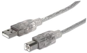 USB Cable USB 2.0 A To B 3m Translucent Silver