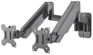 Universal Gas Spring Dual Monitor Wall Mount , Supports Two 17in To 32in Tv Or Monitors Up To 8 Kg