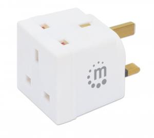 UK Plug Adaptor 2-Way 13A- Plug Socket White