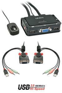 Vga KVM Switch 2 Port Compact USB 2.0 Audio