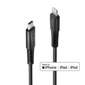 Cable Reinforced - USB Typ C Male - Lightning Male - Black - 2m