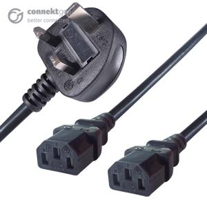 2.5m Y Mains Cable Moulded 3 Pin 13 Amp