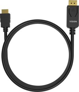 2m Black Dp To Hdmi Cable
