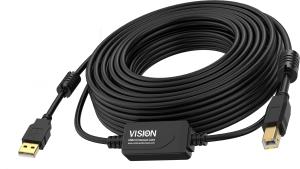 Vision 15m Black USB 2.0 Booster Cable