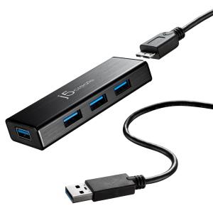 USB Port Mini Hub - 1x USB 3.0 Micro B (female) - 4x USB 3.0 Type-a (female) - Black (eu/uk)